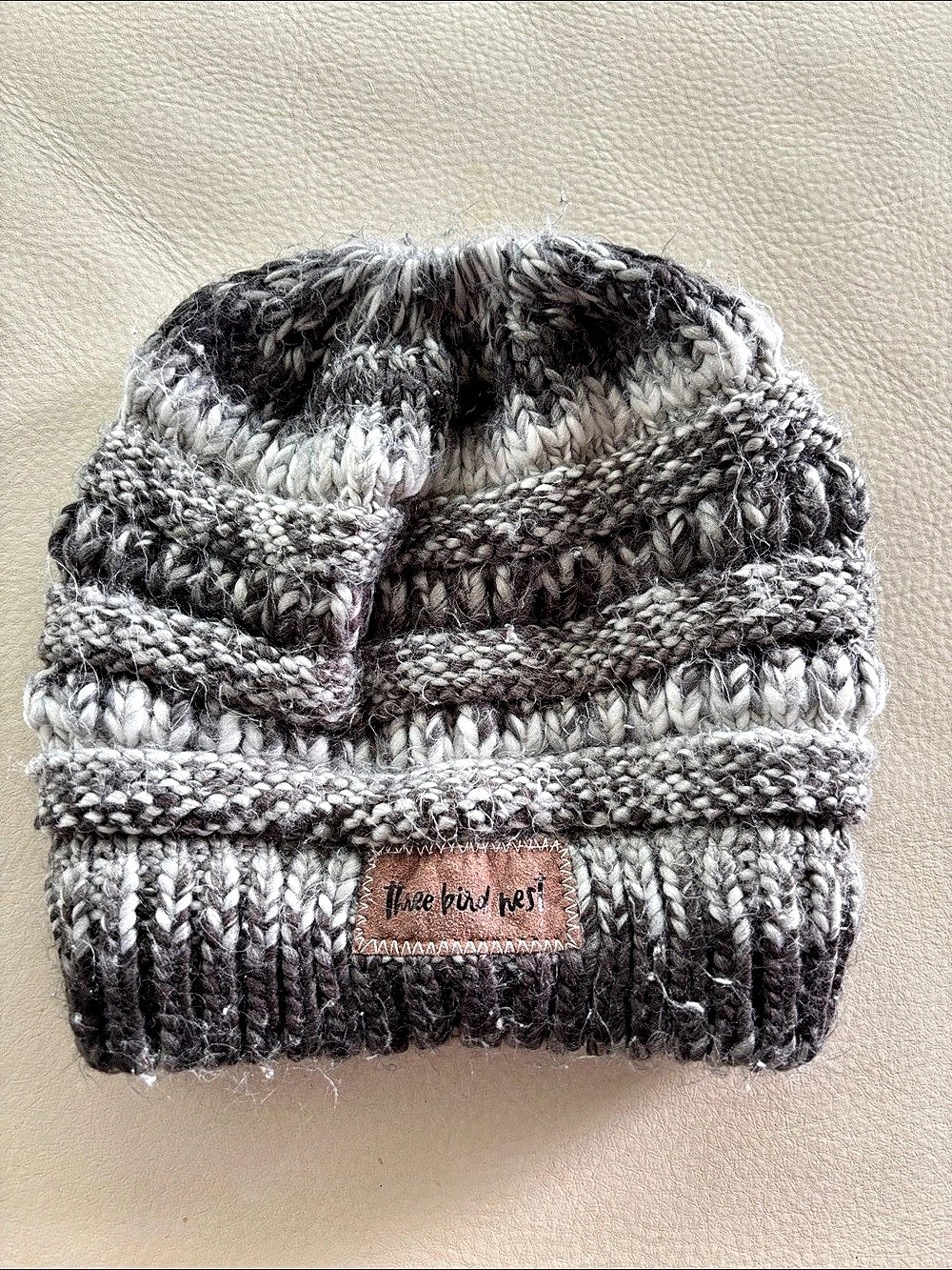 The Bad Hair Day Knit Beanie in Gray & Black Like New